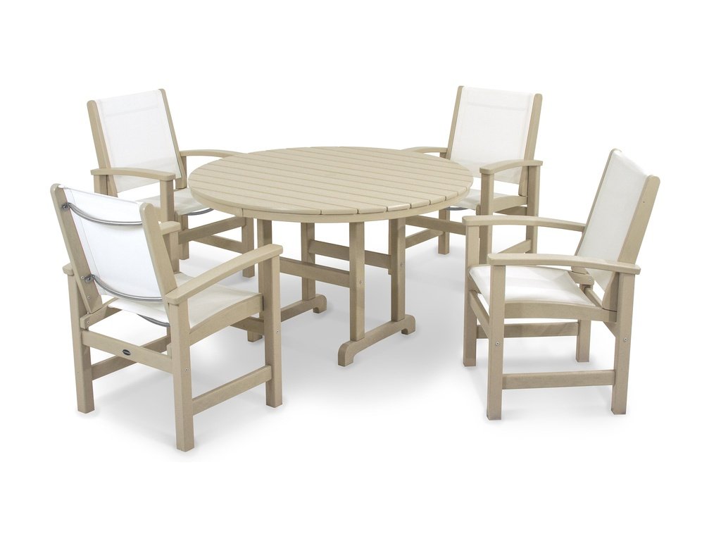 Coastal 5-Piece Round Farmhouse Dining Set Photo