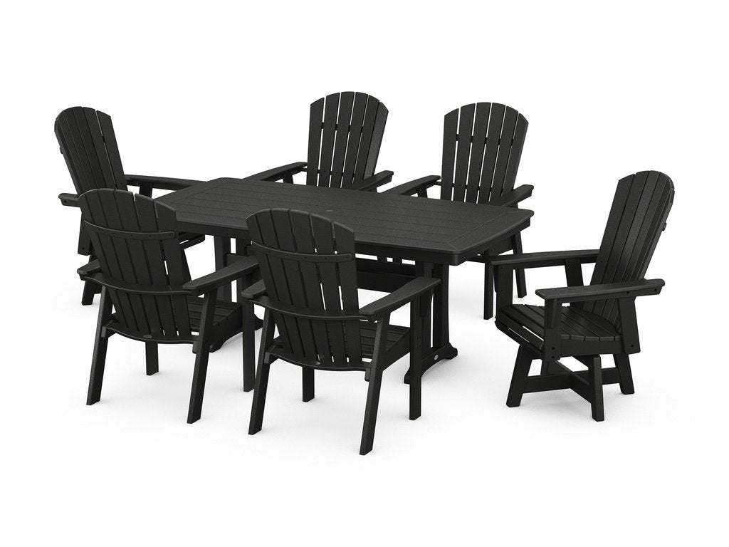 Nautical Curveback Adirondack Swivel Chair 7-Piece Dining Set with Trestle Legs Photo