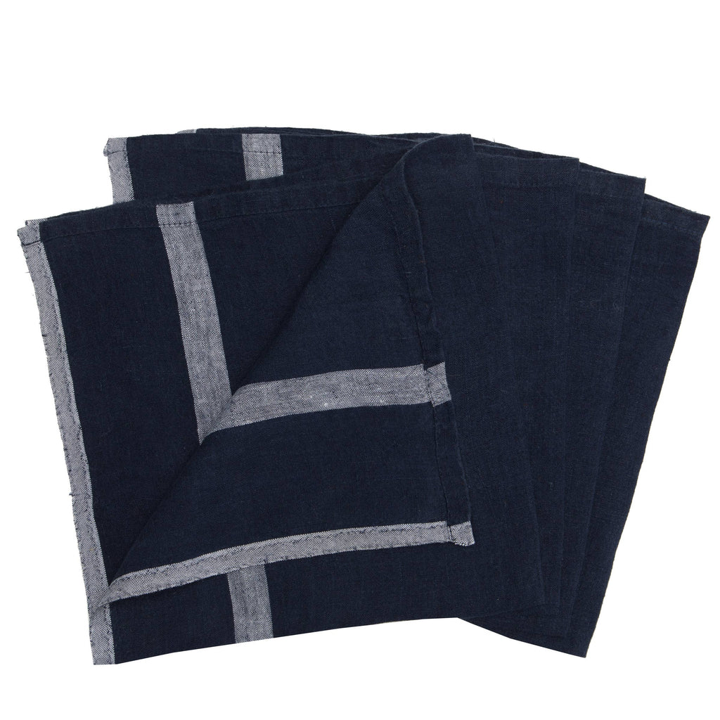 Laundered Linen Indigo White Napkins