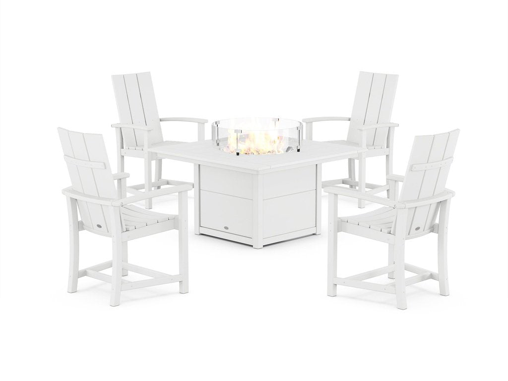 Modern 4-Piece Upright Adirondack Conversation Set with Fire Pit Table Photo