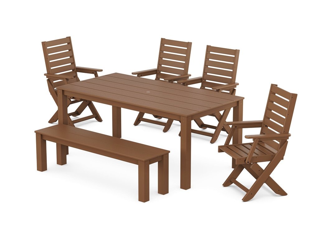 Captain Folding Chair 6-Piece Parsons Dining Set with Bench Photo