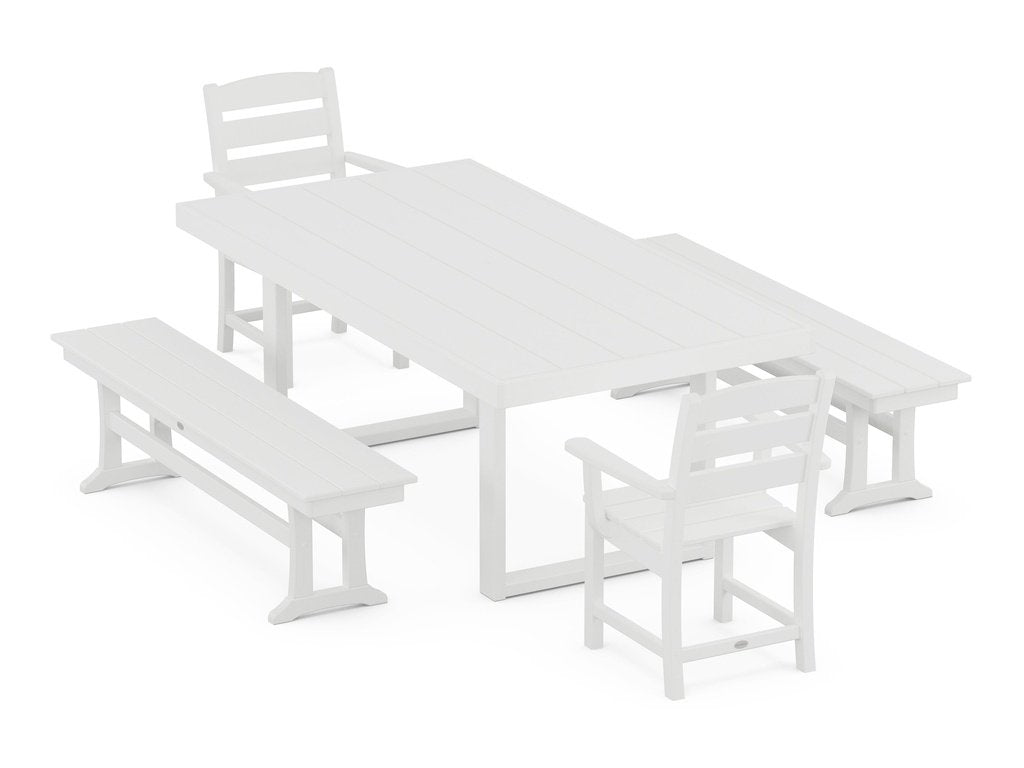 Lakeside 5-Piece Dining Set with Benches Photo