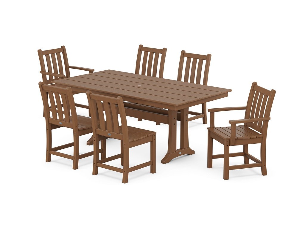 Traditional Garden 7-Piece Farmhouse Dining Set With Trestle Legs Photo