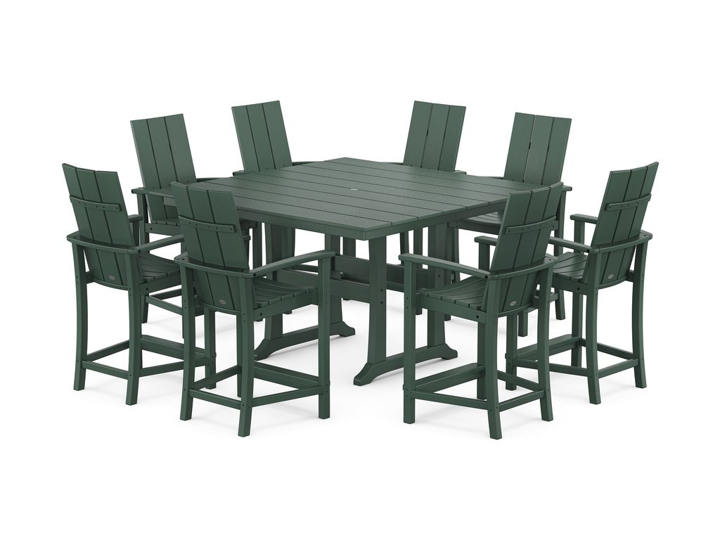 Modern Adirondack 9-Piece Farmhouse Trestle Counter Set Photo