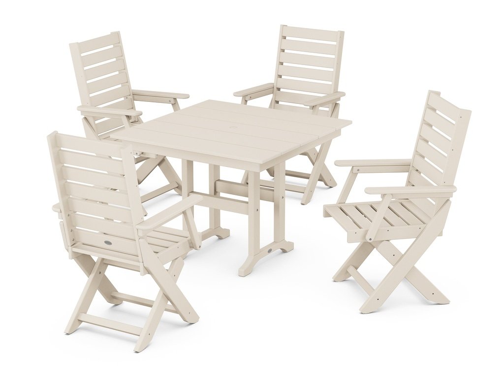 Captain Folding Chair 5-Piece Farmhouse Dining Set Photo