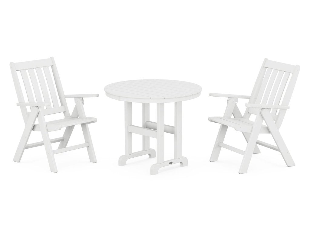 Vineyard Folding Chair 3-Piece Round Dining Set Photo