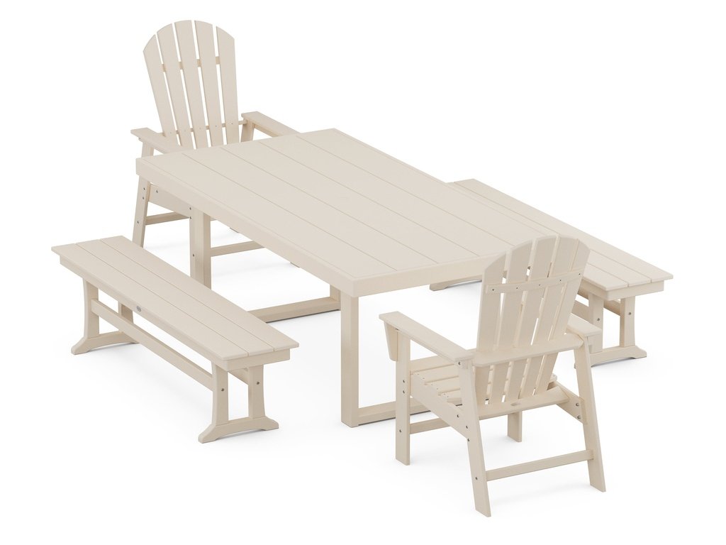 South Beach 5-Piece Dining Set with Benches Photo