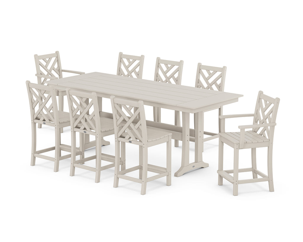 Chippendale 9-Piece Farmhouse Counter Set with Trestle Legs Photo