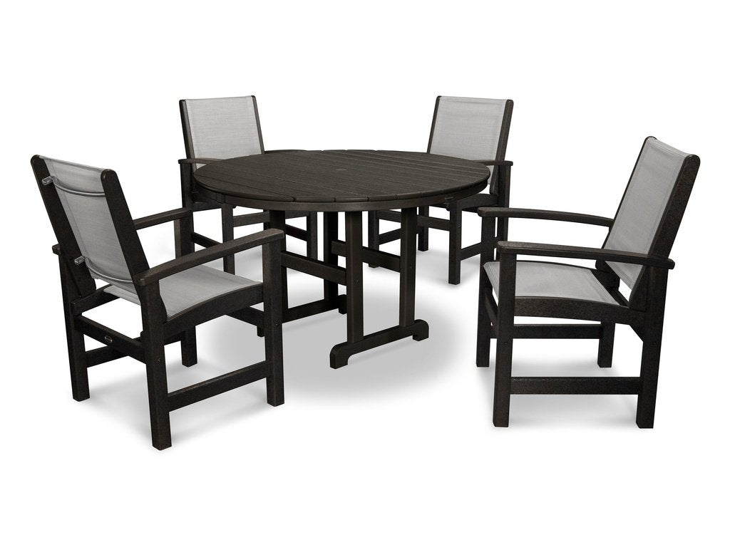 Coastal 5-Piece Round Farmhouse Dining Set Photo