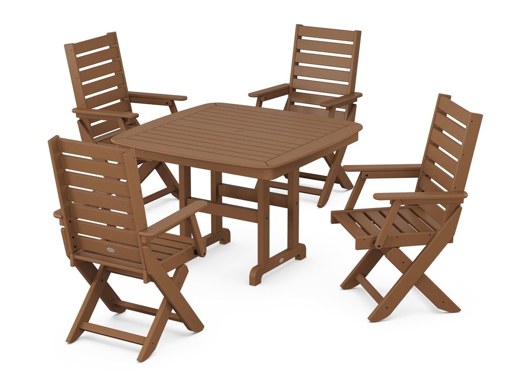 Captain Folding Chair 5-Piece Dining Set with Trestle Legs Photo