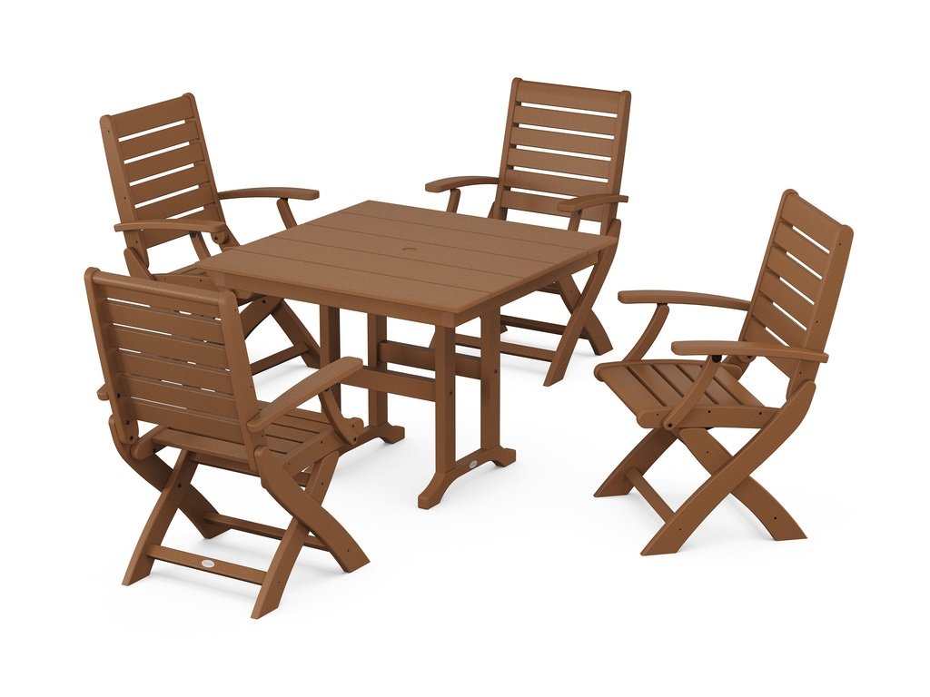 Signature Folding Chair 5-Piece Farmhouse Dining Set Photo