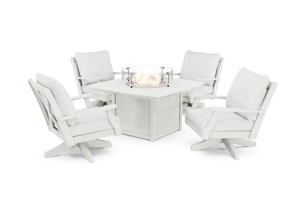 Braxton 5-Piece Deep Seating Swivel Conversation Set with Fire Pit Table Photo