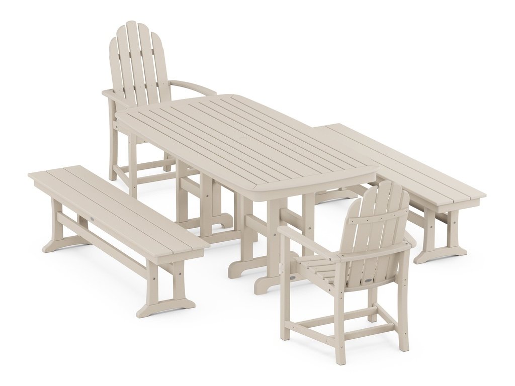 Classic Adirondack 5-Piece Dining Set with Benches Photo