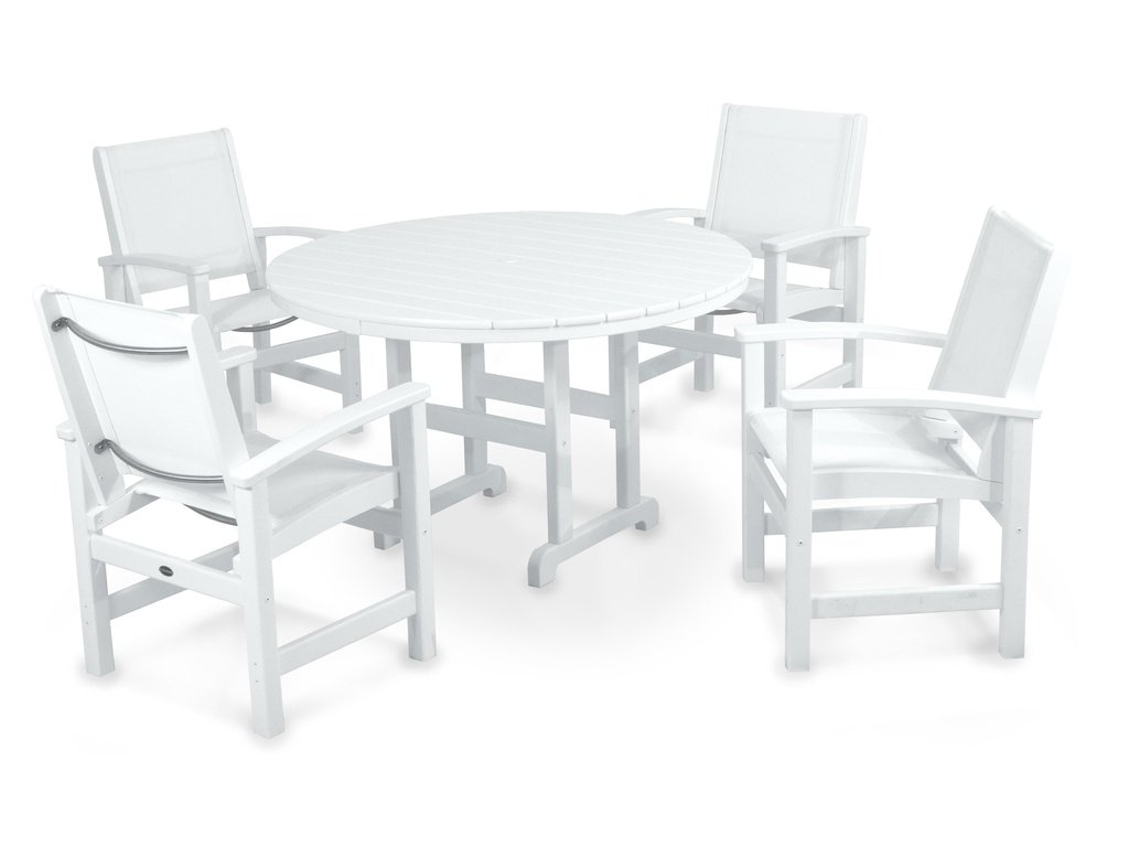 Coastal 5-Piece Round Farmhouse Dining Set Photo