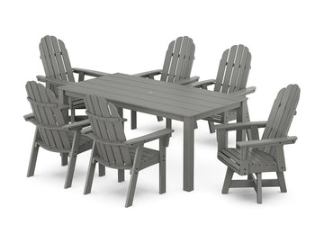 Vineyard Curveback Adirondack 7-Piece Parsons Swivel Dining Set Photo