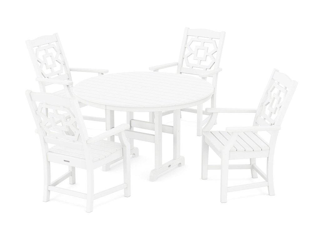 Chinoiserie 5-Piece Round Farmhouse Dining Set Photo