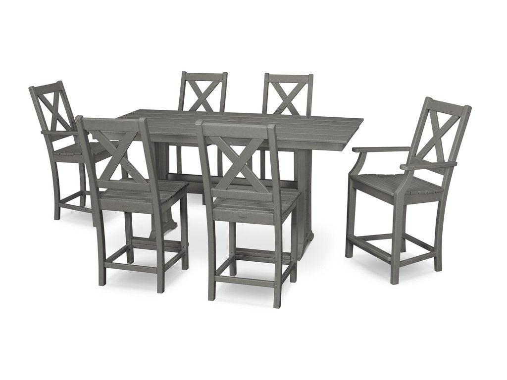 Braxton 7-Piece Farmhouse Trestle Counter Set Photo