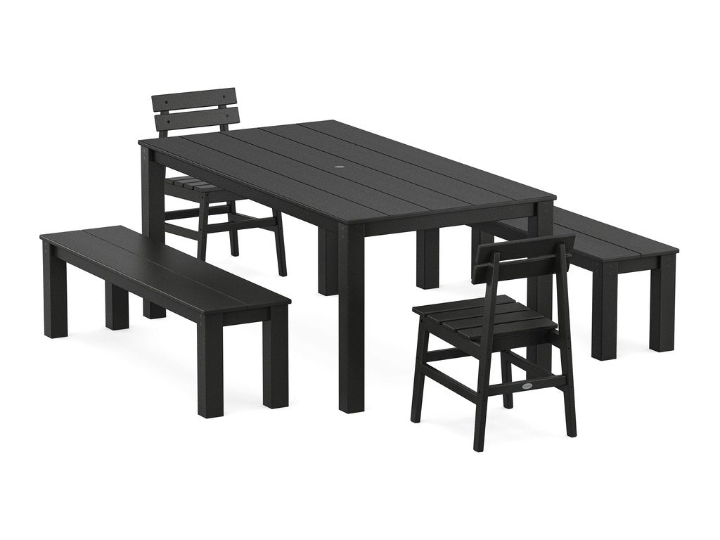 Modern Studio Plaza Chair 5-Piece Parsons Dining Set with Benches Photo