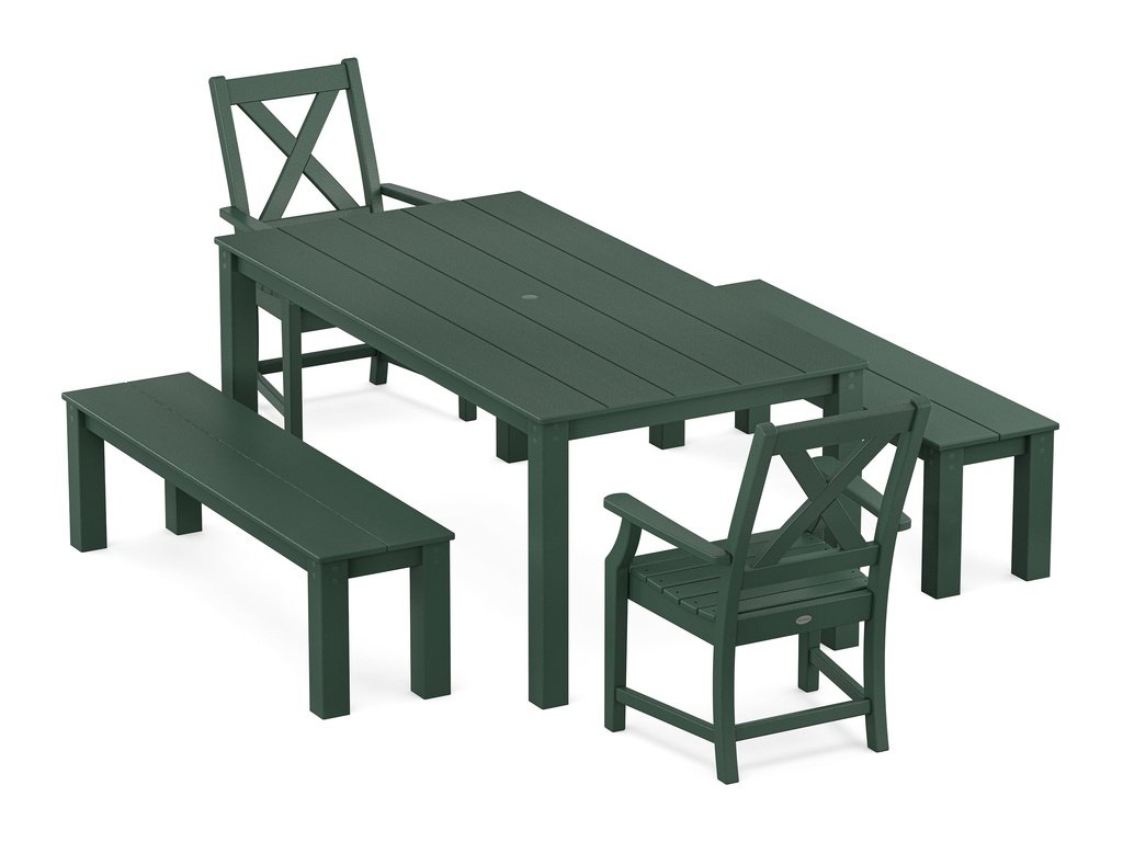 Braxton 5-Piece Parsons Dining Set with Benches Photo