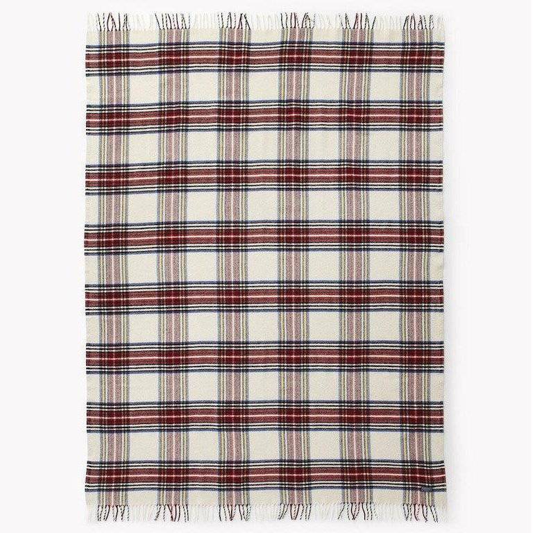 Tartan Wool Throw - Natural