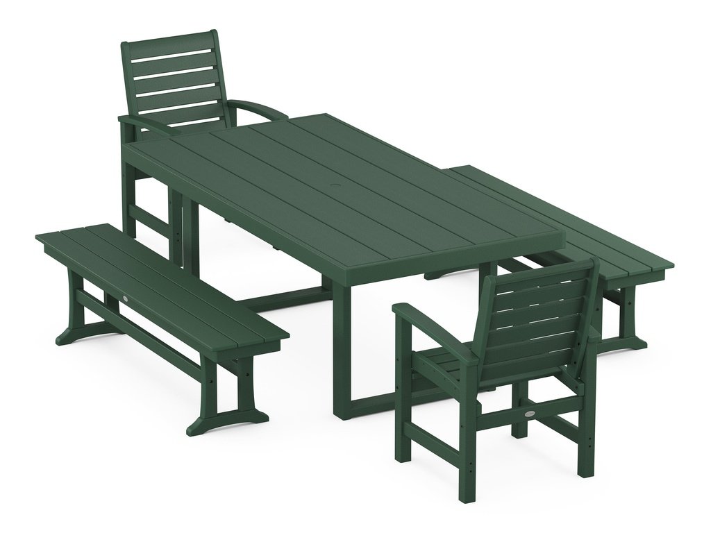 Signature 5-Piece Dining Set with Benches Photo