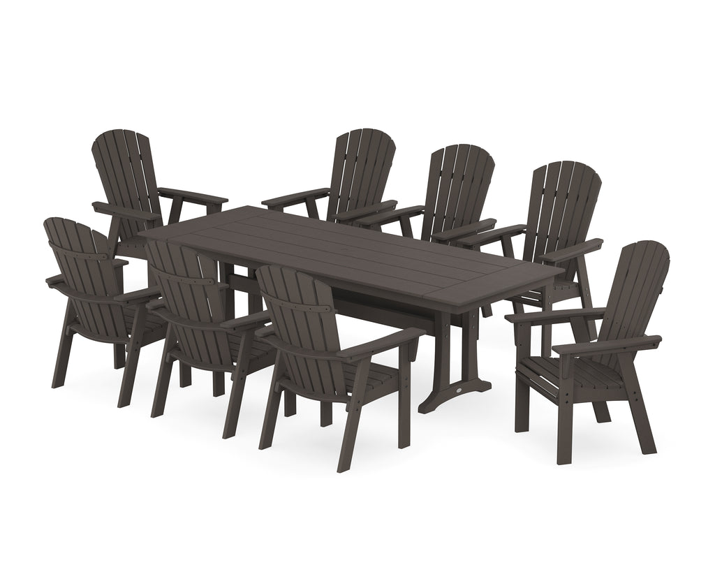 Nautical 9-Piece Curveback Adirondack Farmhouse Dining Set with Trestle Legs Photo