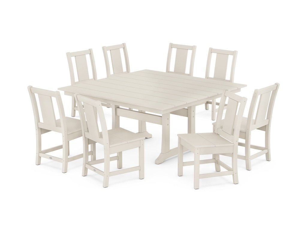 Prairie Side Chair 9-Piece Square Farmhouse Dining Set with Trestle Legs Photo