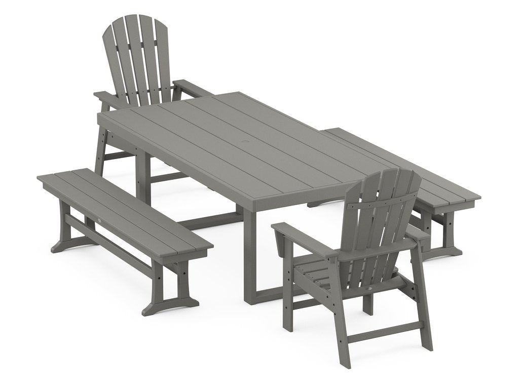 South Beach 5-Piece Dining Set with Benches Photo