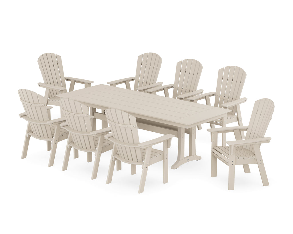 Nautical 9-Piece Curveback Adirondack Farmhouse Dining Set with Trestle Legs Photo