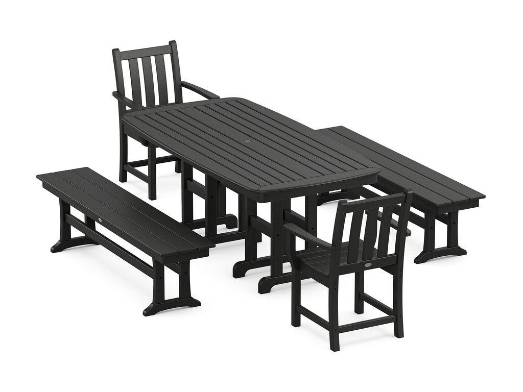 Traditional Garden 5-Piece Dining Set with Benches Photo