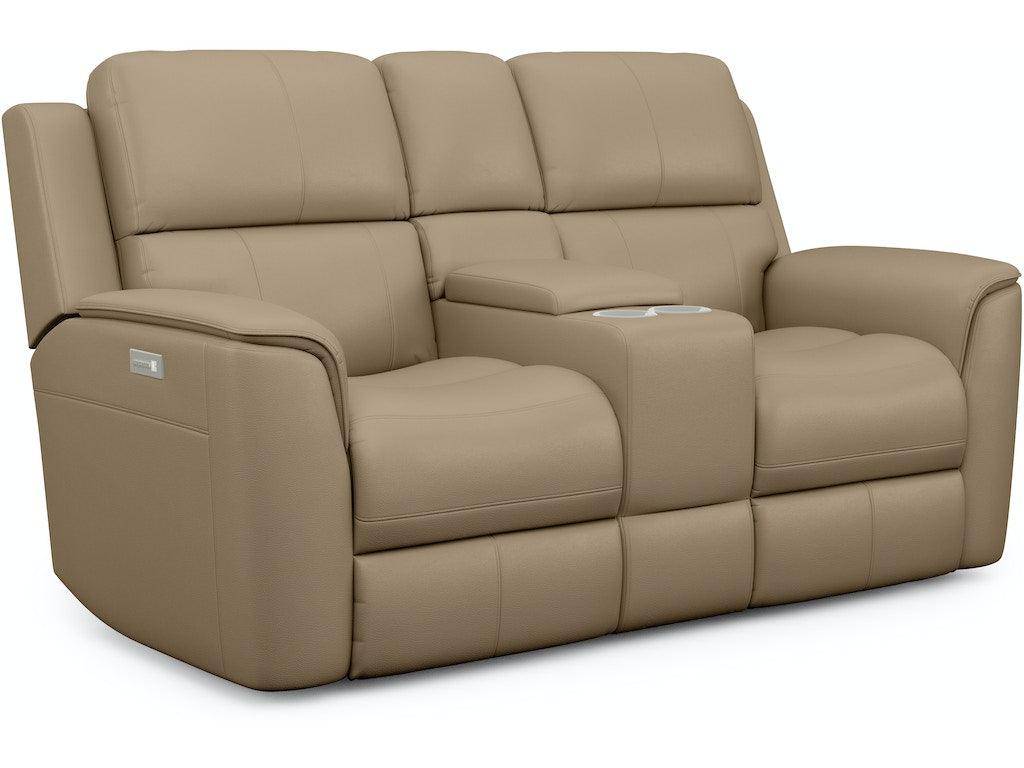 Henry Power Reclining Loveseat with Console and Power Headrests and Lumbar 1041-64PH - Retreat Home Furniture