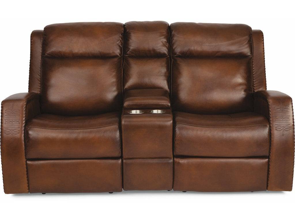 Mustang Power Reclining Loveseat with Console and Power Headrests