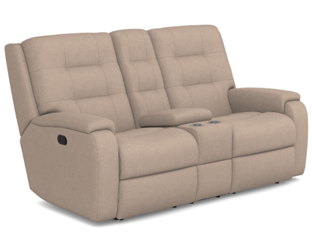 Arlo Reclining Loveseat with Console | Sand - Retreat Home Furniture