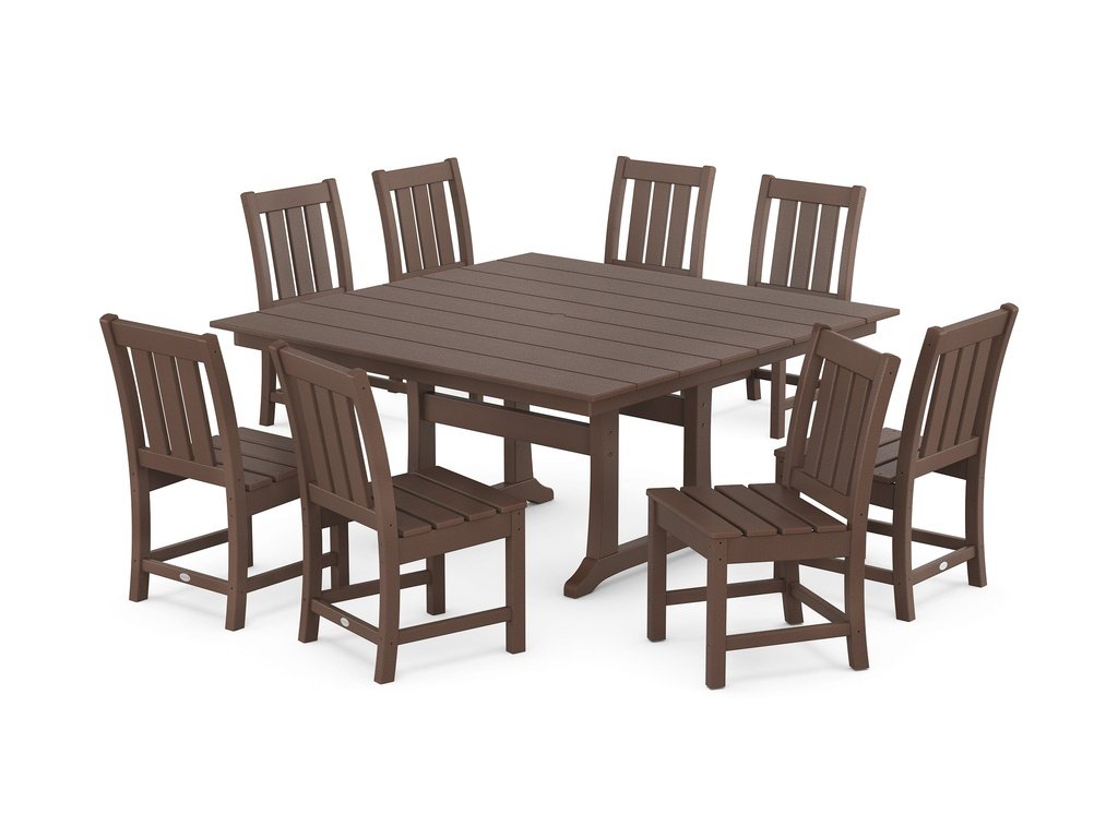 Oxford Side Chair 9-Piece Square Farmhouse Dining Set with Trestle Legs Photo