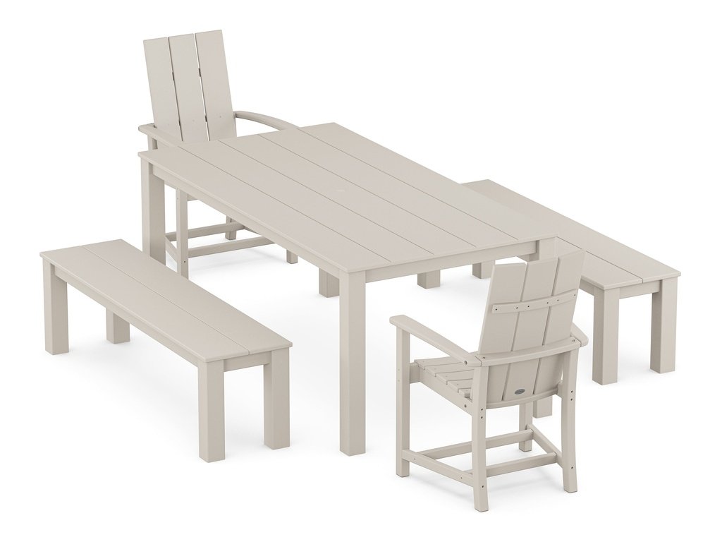 Modern Adirondack 5-Piece Parsons Dining Set with Benches Photo