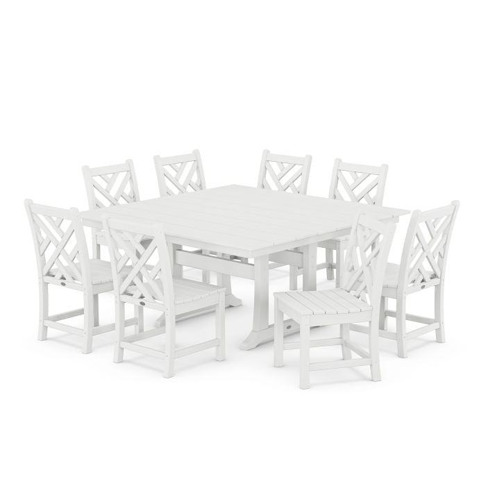 Chippendale 9-Piece Farmhouse Trestle Dining Set - Retreat Home Furniture