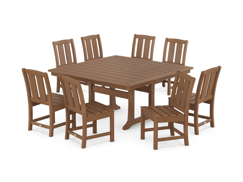 Mission Side Chair 9-Piece Square Dining Set with Trestle Legs Photo