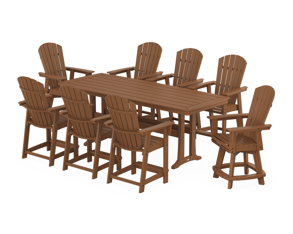 Nautical Curveback Adirondack Swivel 9-Piece Counter Set with Trestle Legs Photo