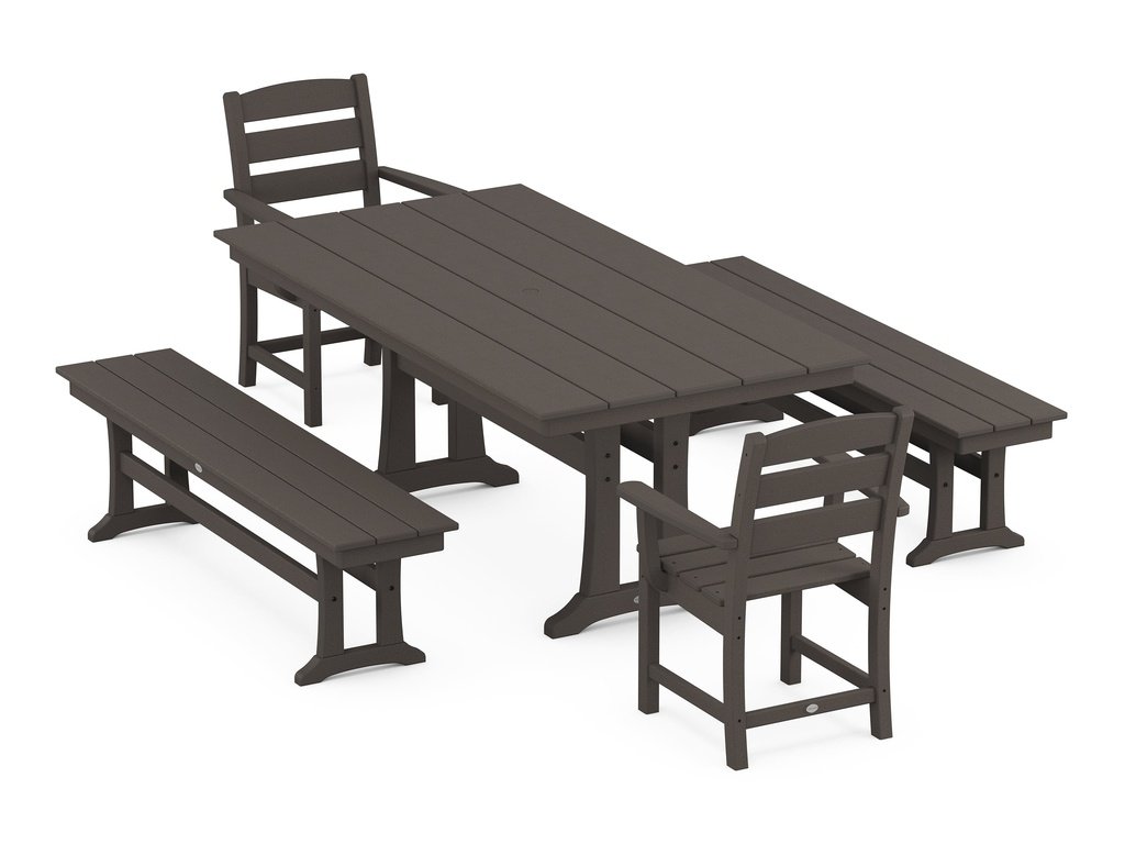 Lakeside 5-Piece Farmhouse Dining Set With Trestle Legs Photo