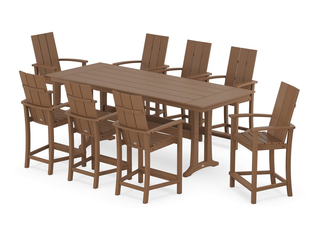 Modern Adirondack 9-Piece Farmhouse Counter Set with Trestle Legs Photo