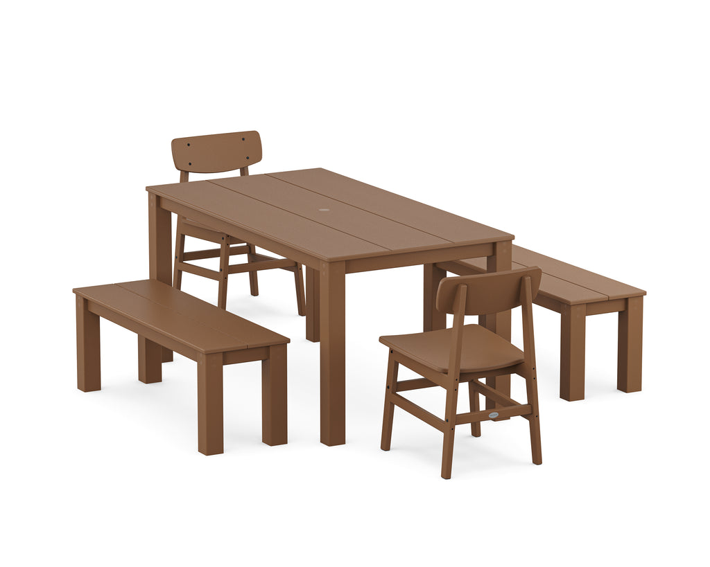 Modern Studio Urban Chair 5-Piece Parsons Dining Set with Benches Photo