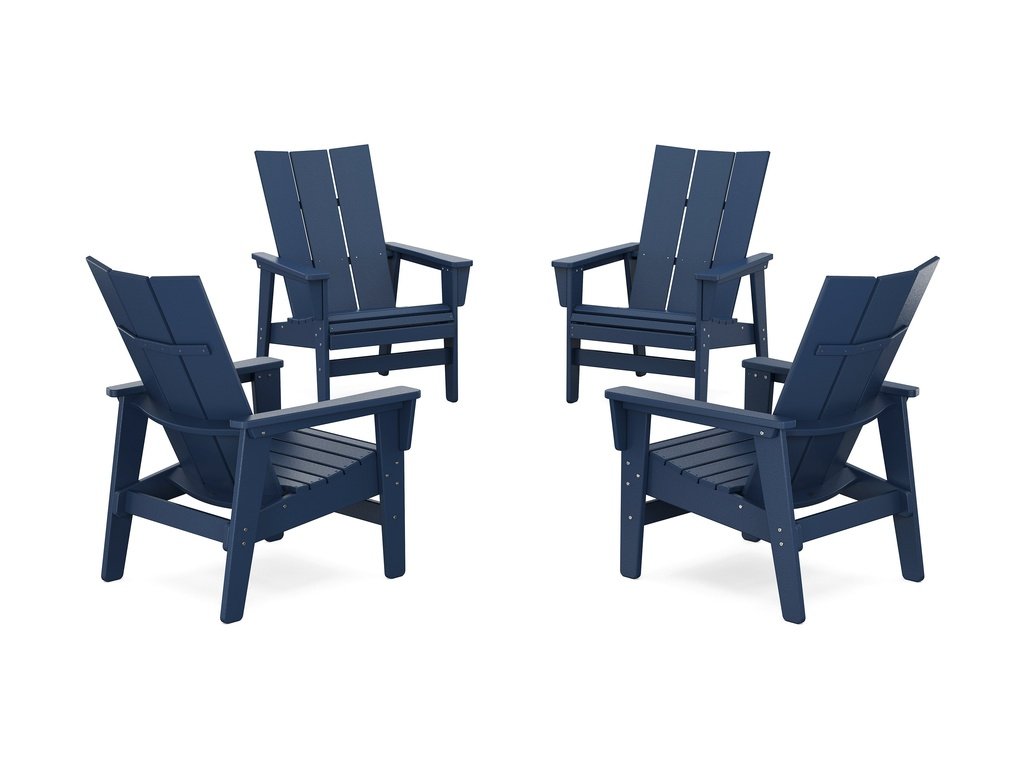 4-Piece Modern Grand Upright Adirondack Chair Conversation Set Photo