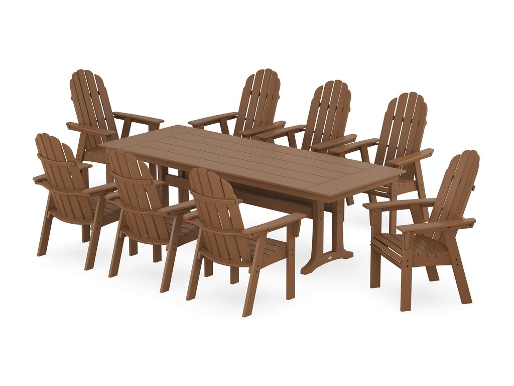 Vineyard 9-Piece Curveback Adirondack Farmhouse Dining Set with Trestle Legs Photo