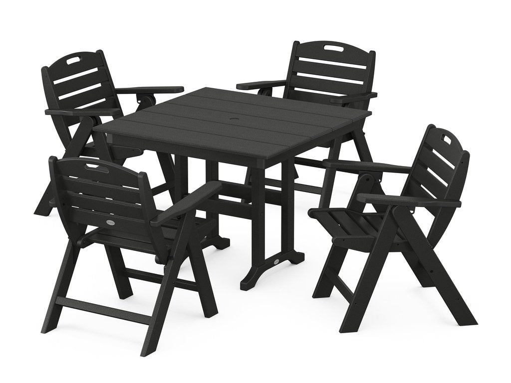 Nautical Folding Lowback Chair 5-Piece Farmhouse Dining Set Photo