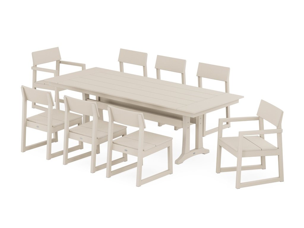 EDGE 9-Piece Farmhouse Dining Set with Trestle Legs Photo