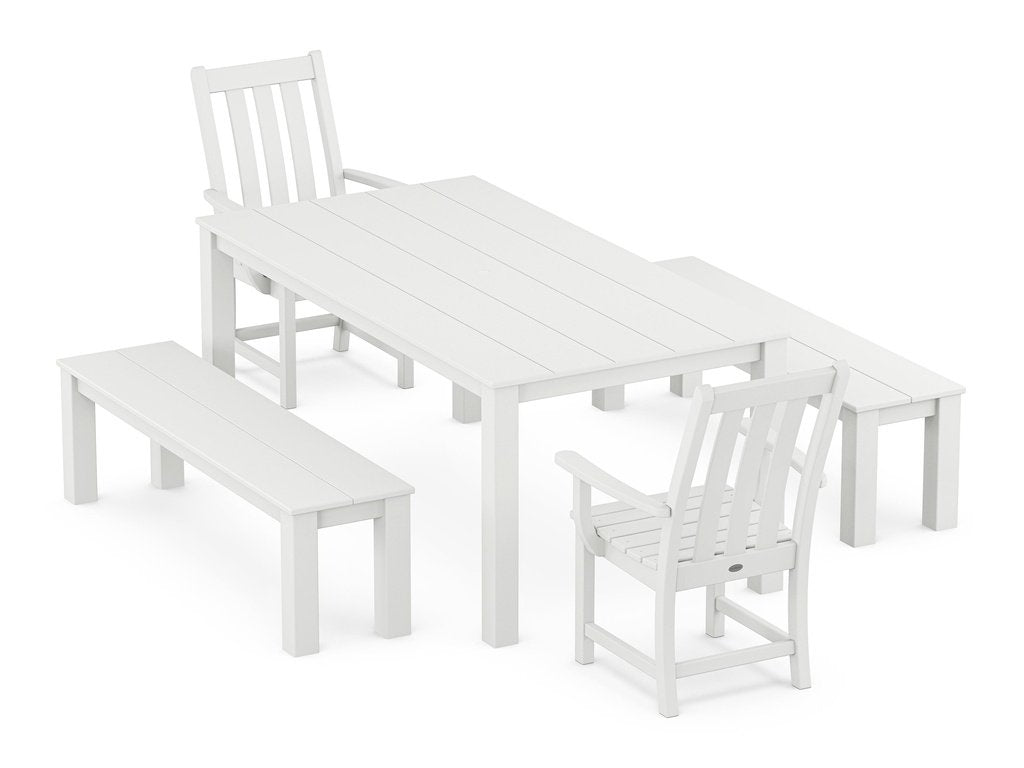 Vineyard 5-Piece Parsons Dining Set with Benches Photo