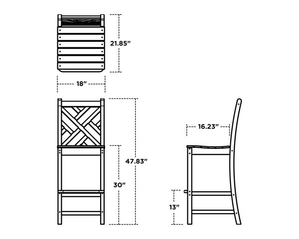 Chippendale Bar Side Chair | Natural Finish - Retreat Home Furniture