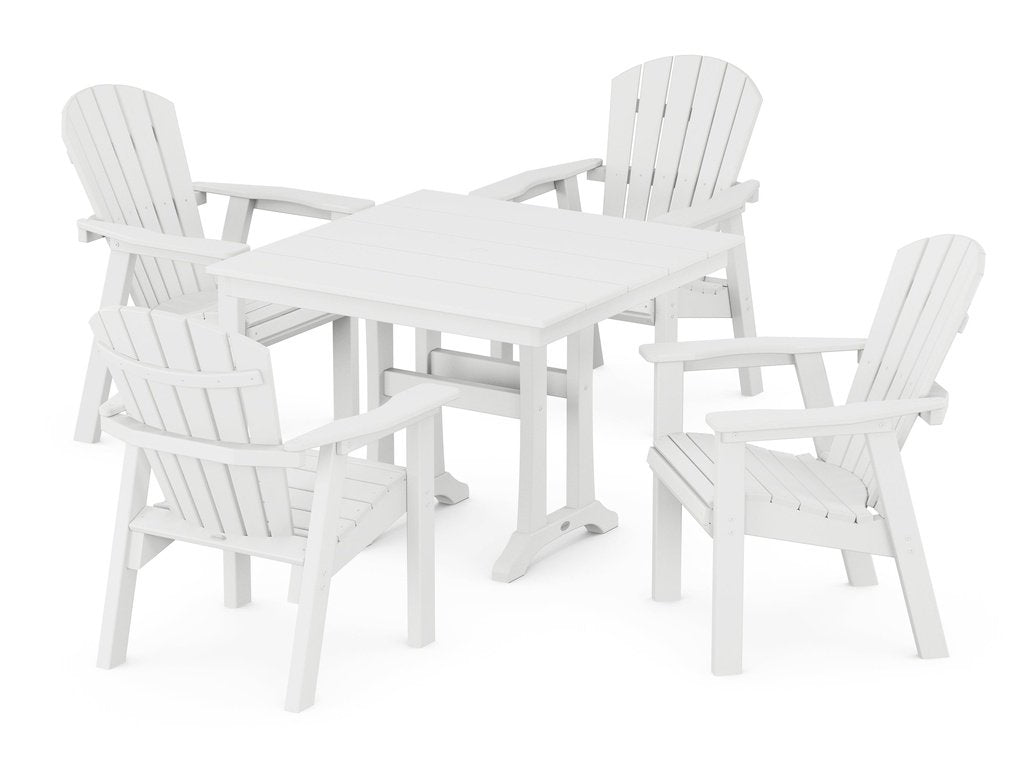 Seashell 5-Piece Farmhouse Dining Set With Trestle Legs Photo