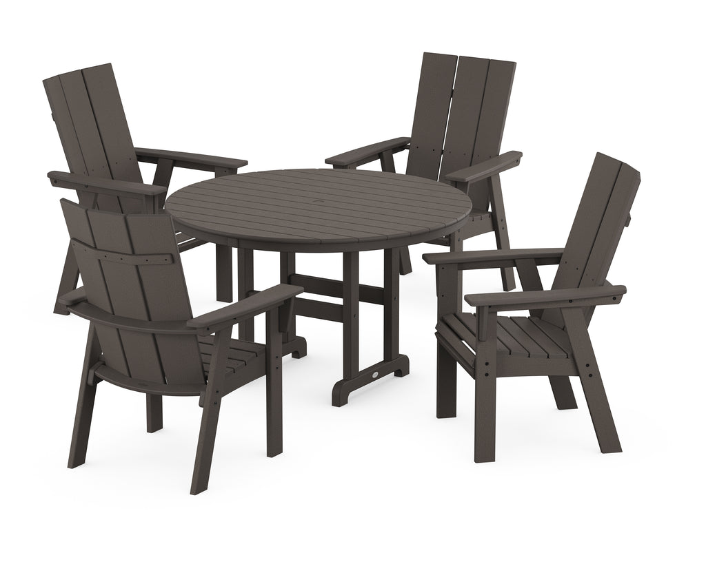 Modern Curveback Adirondack 5-Piece Round Farmhouse Dining Set Photo