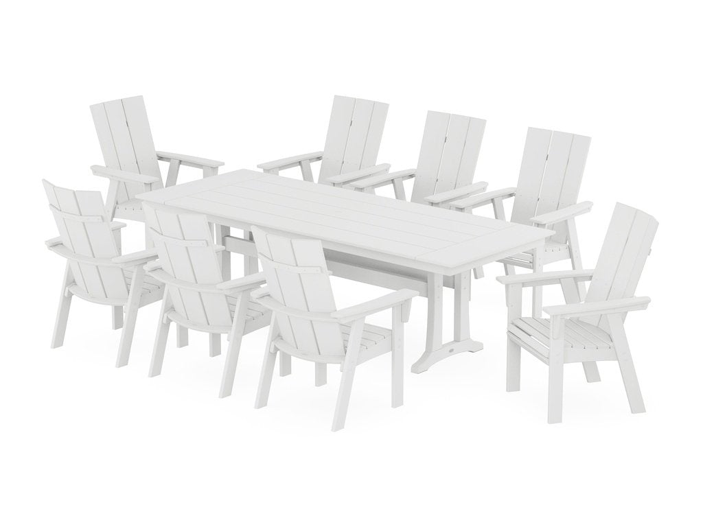 Modern Curveback Adirondack 9-Piece Farmhouse Dining Set with Trestle Legs Photo